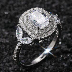 😍Crystal Shiny Large Oval Macro Pave Wedding Romantic Ring for Women, K872
